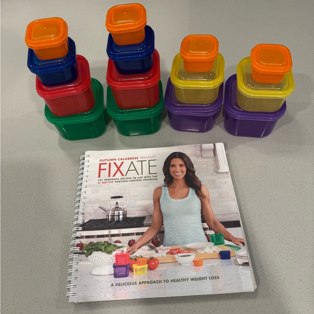 21 Day Fix Colorful Food Storage Container Set and cook book